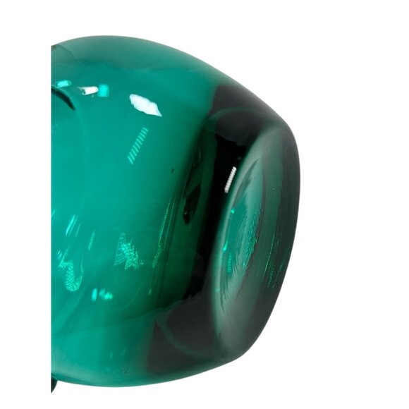 RARE Teal Glass Hand Blown Vintage Tumble Up Guest Pitcher and Cup Matching Set - Picture 9 of 15